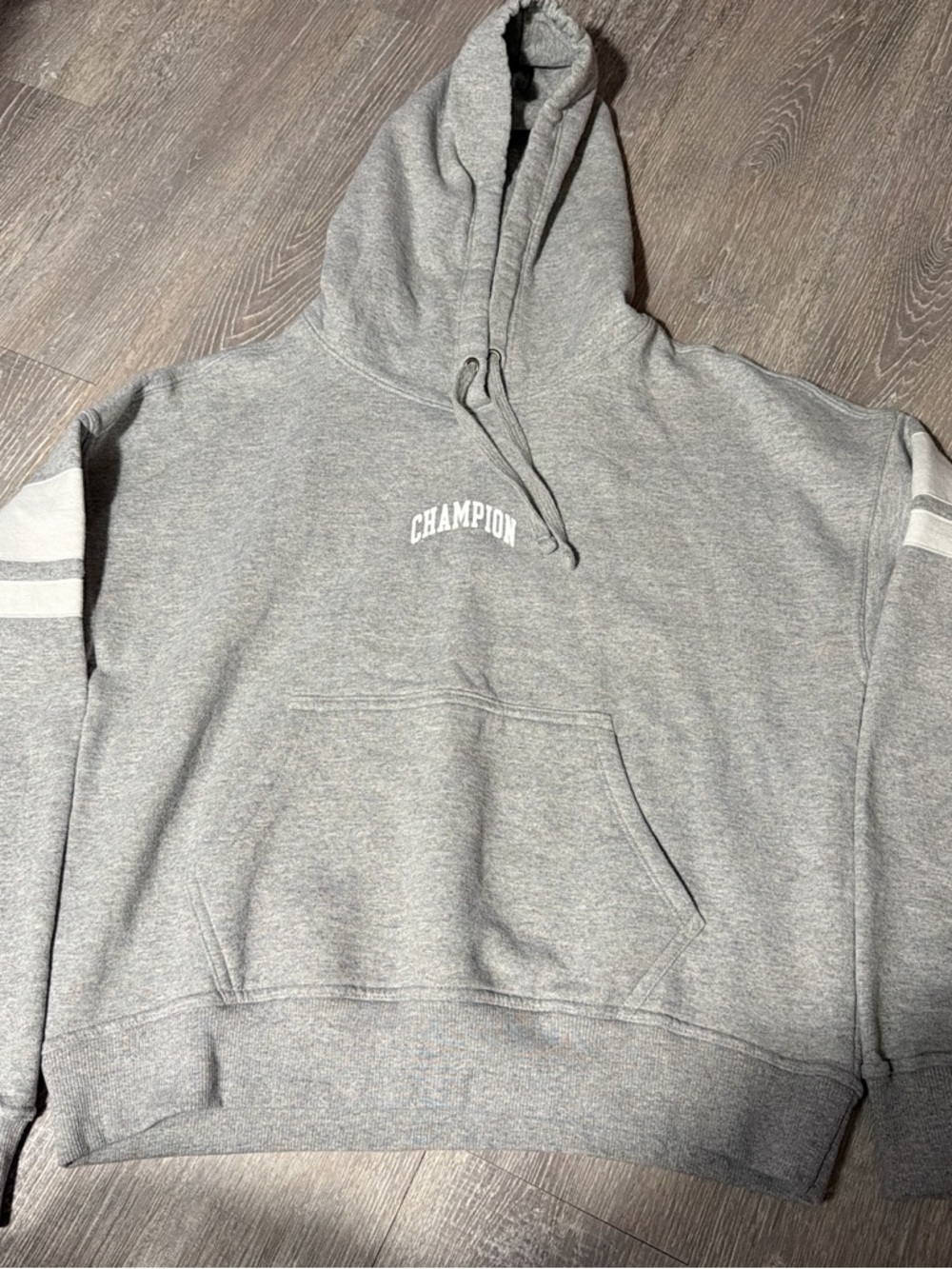 Champion Light Gray Pullover Hoodie with Subtle Logo
